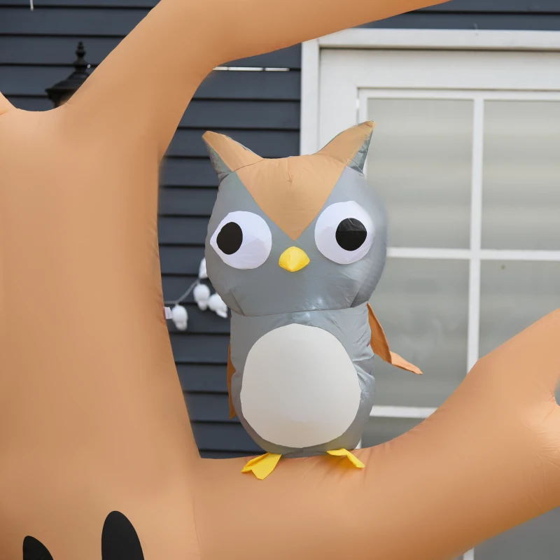 HOMCOM Albero Gonfiabile Halloween Natale con Zucche Fantasma Gufo Luci LED per Casa e Giardino Altezza 240cm