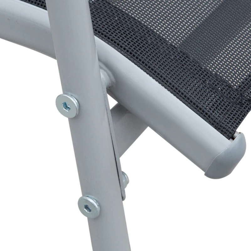 Outsunny Conjunto de Muebles Exterior para Jardín de 7 Piezas Incluye 1 Mesa y 6 Sillas Apilables con Reposabrazos 150x90x72cm Negro