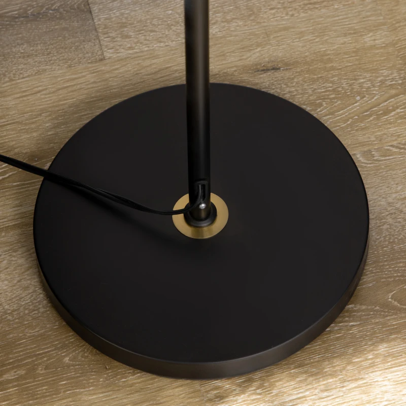 HOMCOM Stehlampe im Industriedesign, Stehlampe, Emaille, flexibles Gestell, Fußschalter, Schwarz + Gold