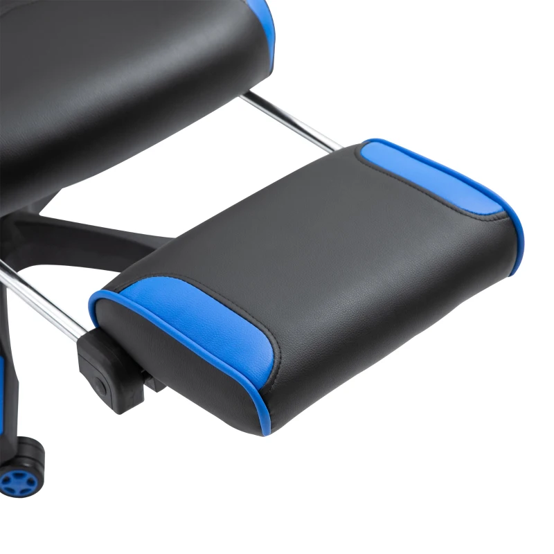 Vinsetto Silla Gaming Ergonómica Silla de Escritorio para Oficina con Altura Ajustable Respaldo Regulable de 170° Almohada Lumbar y Reposapiés Retráctil 65x70x117-125 cm Azul