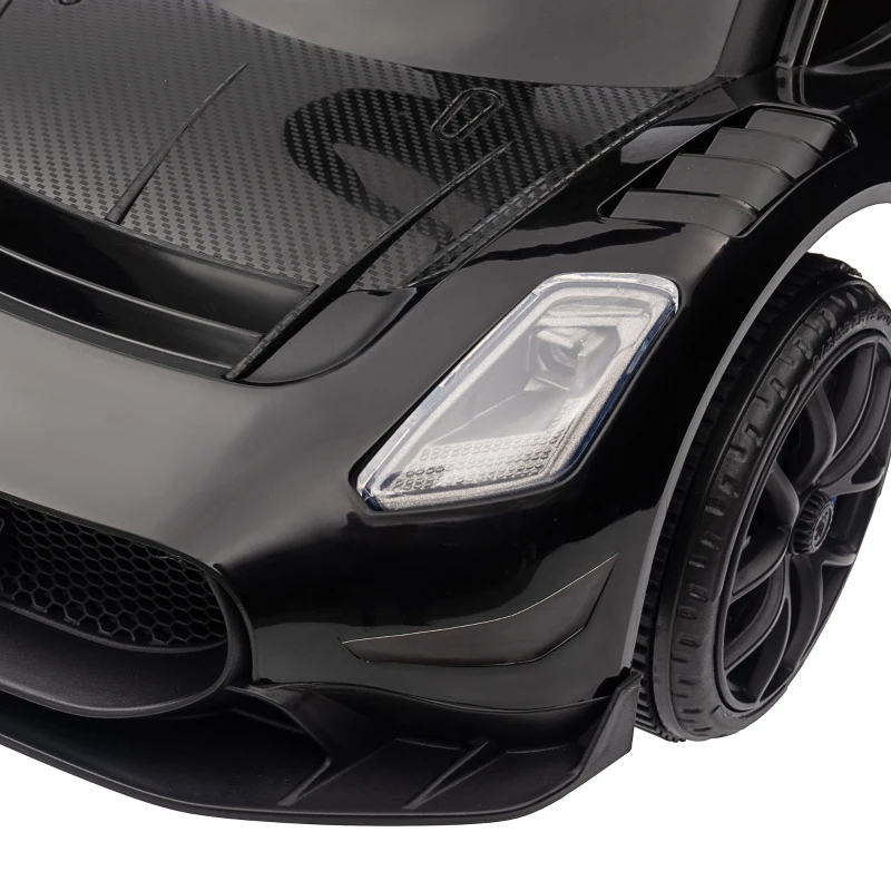AIYAPLAY Rutschauto, Maserati, Stauraum, Hupe & Musik, Flüsterreifen, für 1,5 bis 5 Jahre, bis 25 kg, Schwarz