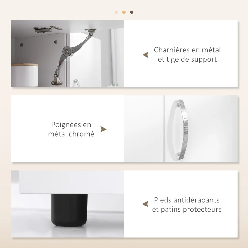 HOMCOM Armoire de cuisine multi-rangements 4 portes 3 tiroirs étagère + grand plateau 89L x 39,5l x 168H cm blanc