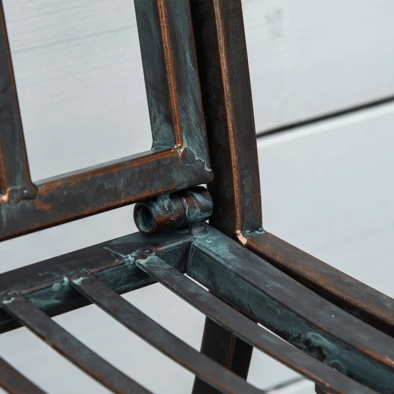 Outsunny Gartenbank 2-Sitzer Parkbank aus Metall Sitzbank bis 200 kg Bank Terrassenbank mit Rücken- & Armlehnen Gartenmöbel Metall antik Silber 110 x 60 x 97 cm