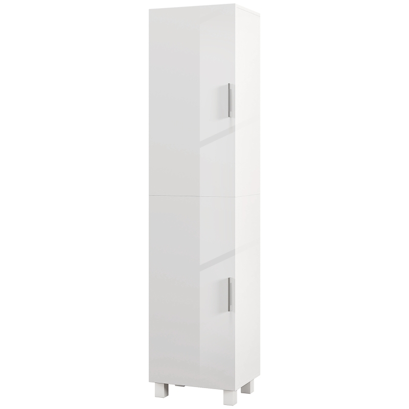 HOMCOM Tall Bathroom Cabinet, Freestanding Bathroom Cabinet with Adjustable Shelves and Double Doors