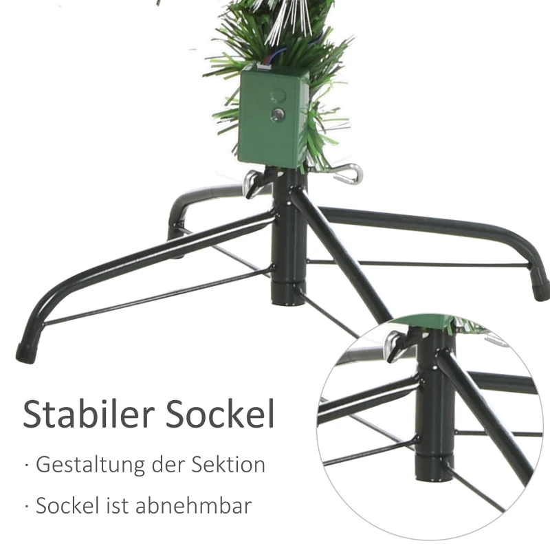 HOMCOM künstlicher Weihnachtsbaum mit Fernsteuerung LED-Leuchten Christbaum Tannenbaum PVC Metall Grün+Weiß Ø75 x 150 cm