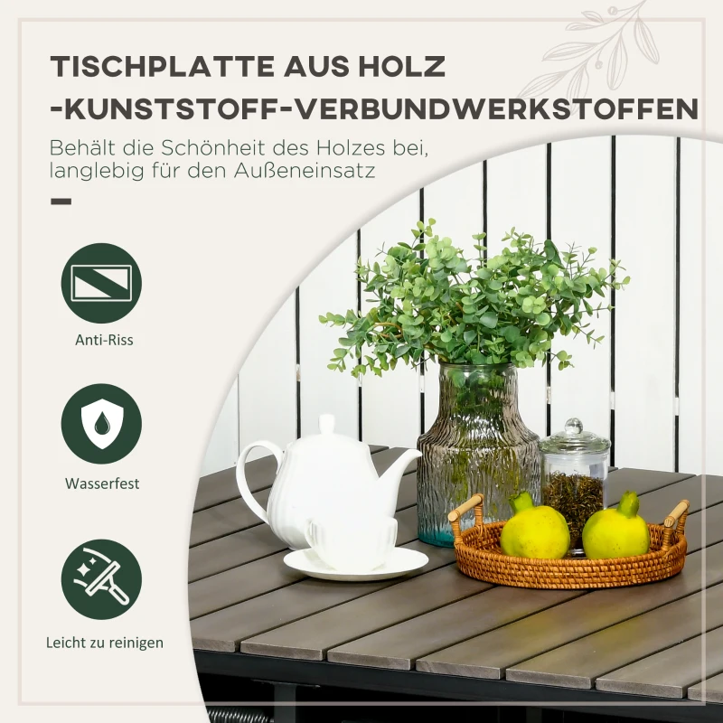 Outsunny Outdoor Essgruppe, Gartengarnitur, 5-teilig, Polyrattan, Sitzkissen, wetterfest, Schwarz/Grau