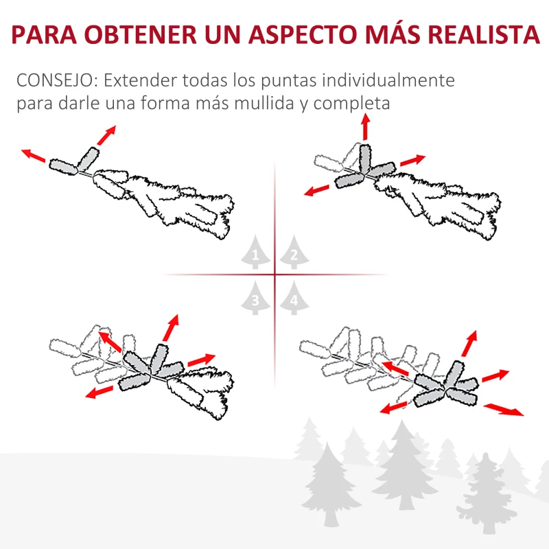 HOMCOM Árbol de Navidad 150cm Artificial Árboles con 180 Luces LED multicolor y Estrella Decorativa Brillante Árbol con Soporte Fibra Óptica