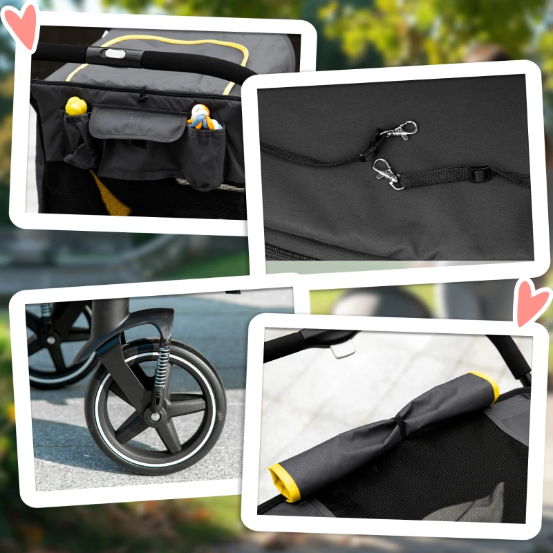 PawHut Foldable Pet Stroller, with Universal Wheels, Shock Absorber, for Medium and Large Dogs - Grey(m-8)