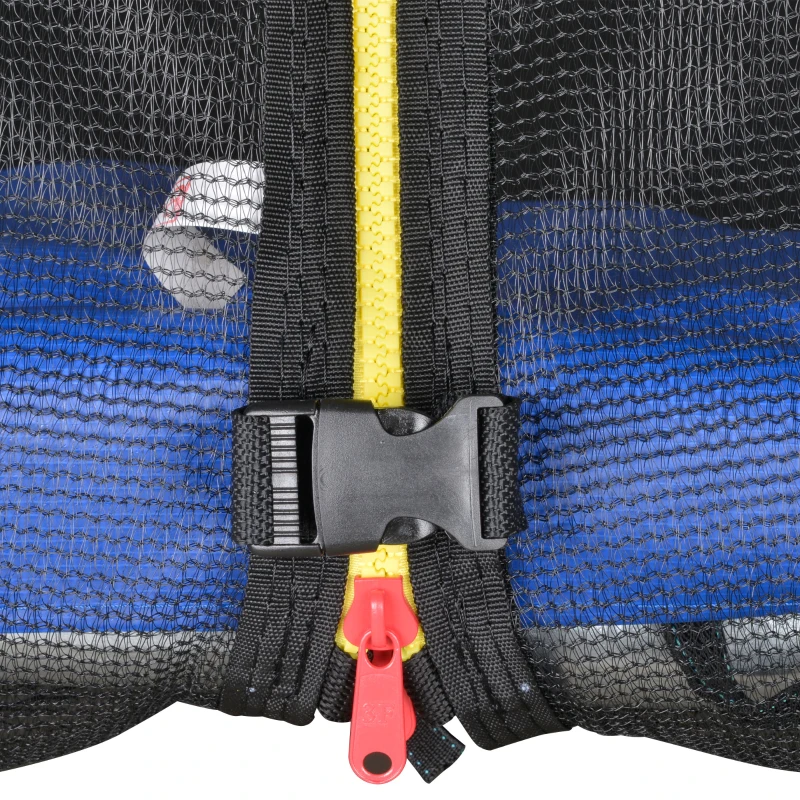 HOMCOM Trampolino Elastico da Esterno, Tappeto Elastico per Bambini e Adulti da Giardino con Rete di Sicurezza, Scaletta e Bordo Imbottito, Giochi da Giardino e Casa, Ø244x240cm, Blu e Nero