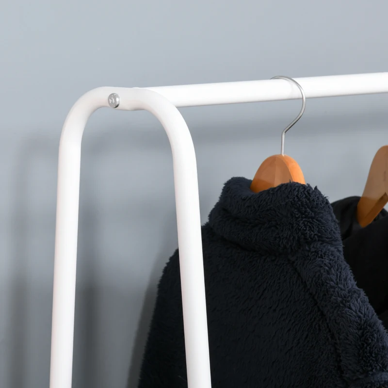 HOMCOM Kleiderständer mit Schuhablage Freistehender Kleiderstange Garderobenständer Stahl Weiß 176 x 47 x 177 cm