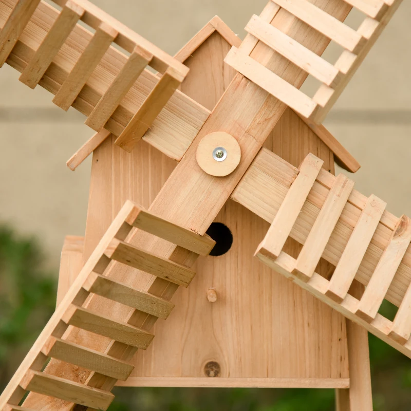 Outsunny Pflanzentreppe Windmühle Blumenständer Bambusblumenregal Garten Holz Natur 80 x 44 x 154 cm