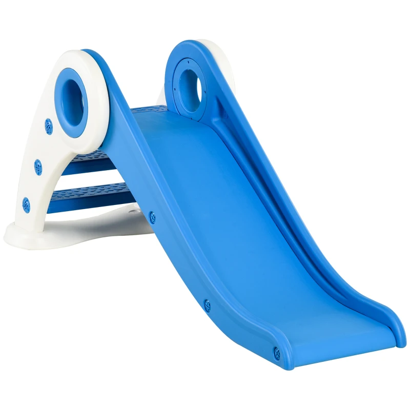 HOMCOM Tobogán Infantil de 18-36 Meses Tobogán para Niños Plegable con Escaleras Rampa Larga para Jardín Parque Interiores 120x50x56 cm Azul