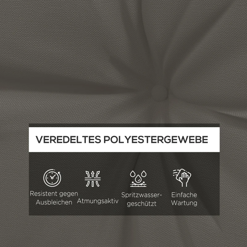 Outsunny 2er-Set Polsterauflage Gartenmöbelsitzkissen Sitzauflage, wetterbeständig, Knopfheftung, 60 x 60 x 10 cm, Grau