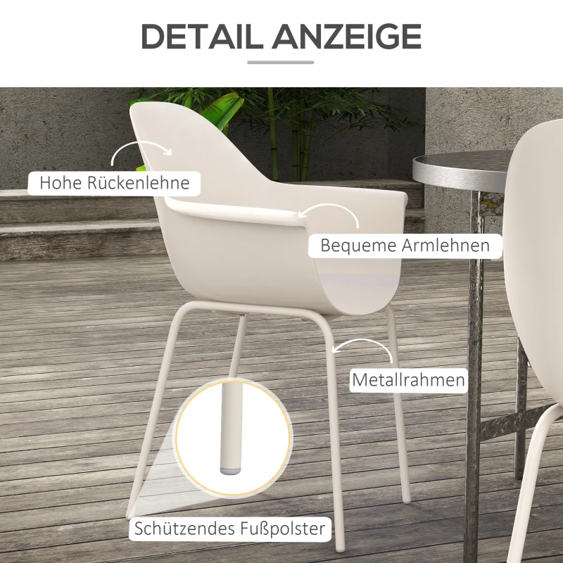 Outsunny 4er-Set Gartenstühle Outdoorstühle Gartenstuhl, Moderns Design, 59 cm x 55 cm x 84 cm, Grau