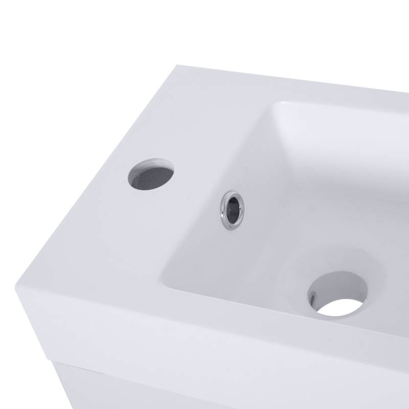 kleankin Mueble de Baño con Lavabo Cerámico con 2 Puertas Estilo Moderno Carga 50 kg 50x86x25 cm Blanco