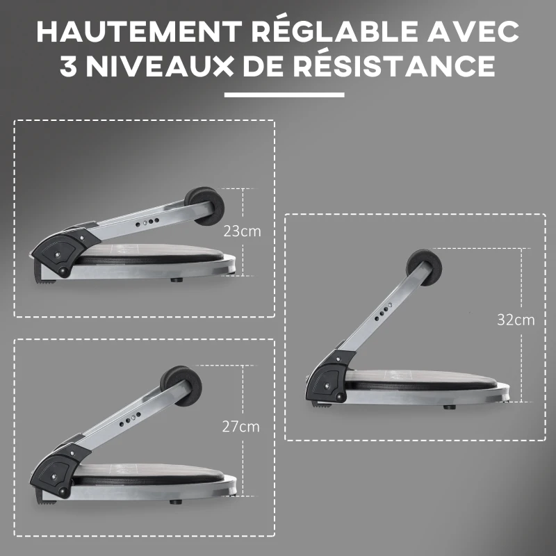 HOMCOM Appareil à abdominaux crunch musculation compact et pliable 3 niveaux de résistance