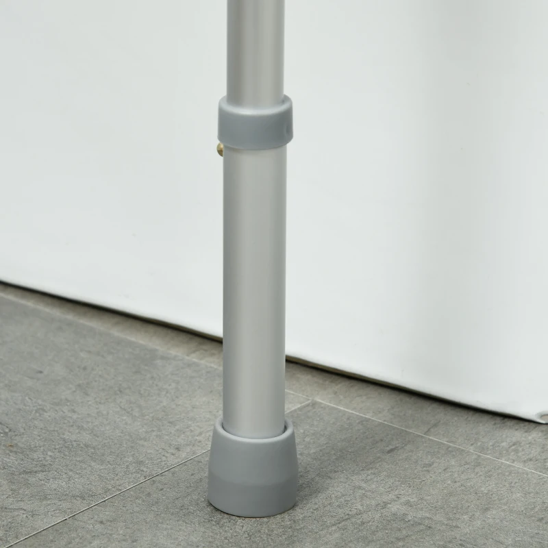 HOMCOM Barra de Seguridad para Inodoro con Asas Antideslizante Bolsillo Anchura y Altura Ajustable 55-62x47x64-74 cm Plata