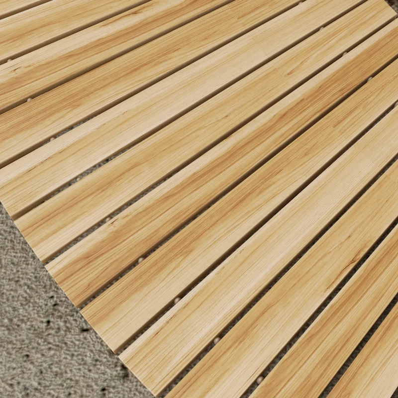 Outsunny Allée chemin de jardin incurvé en lattes de bois enroulable - bois massif de pin 120/72 x 38 cm