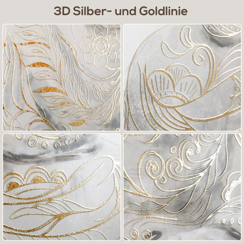 HOMCOM Kunstdruck mit einem meditierenden Buddha, UV-Druck, Prägetechnik, inkl. Montagematerial, 83 cm x 2,5 cm x 83 cm