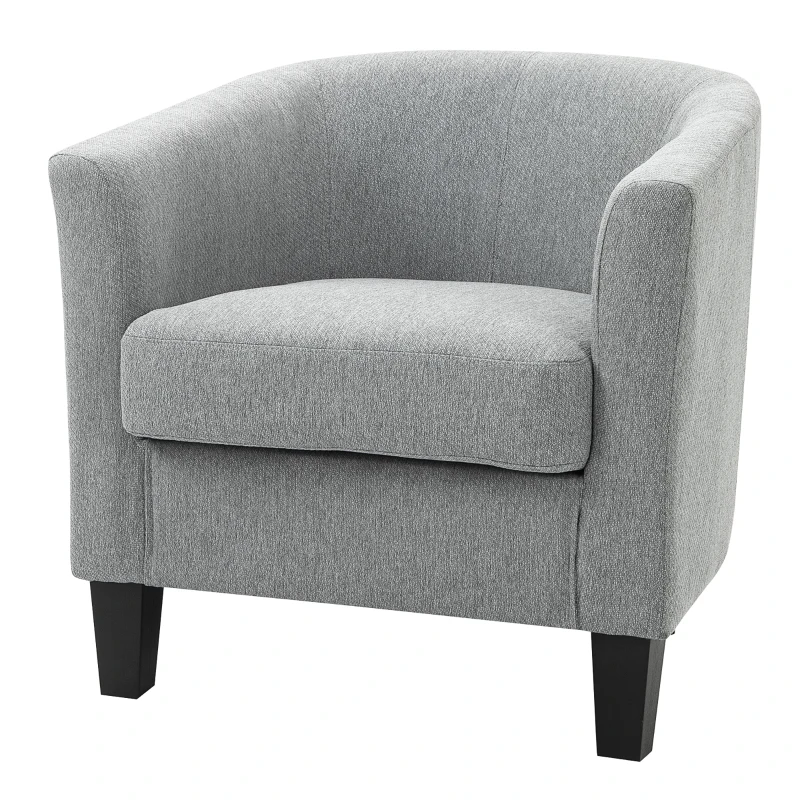 HOMCOM Poltrona Moderna Imbottita con Seduta Profonda, Poltroncina da Camera e Soggiorno, 75x72x74cm, Grigio