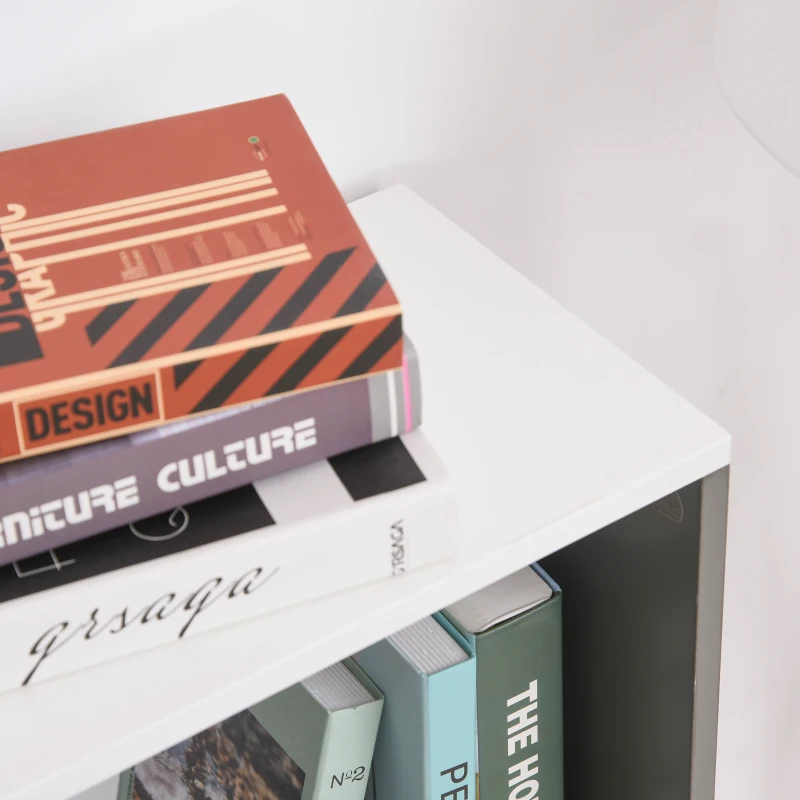 HOMCOM Bücherregal Standregal Büroregal Aktenregal für Büro Wohnzimmer Arbeitszimmer Spanplatte Grau+Weiß 100 x 24 x 124 cm