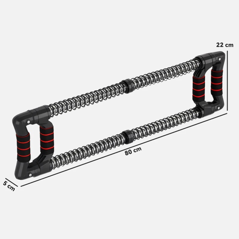 SPORTNOW Expansor de Pecho con Resistencia Ajustable de 10-50 kg para Desarrollo Muscular de Brazos 80x22x5 cm Negro