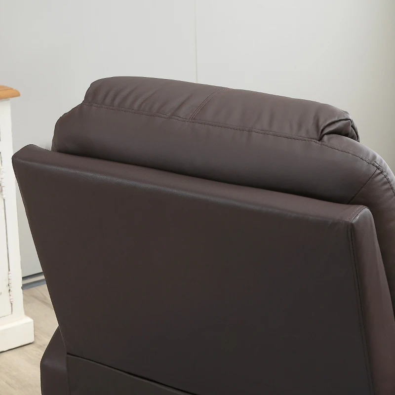 HOMCOM Massagesessel mit Aufstehhilfe, Liegefunktion, Kunstleder, bis 150 kg, 88 x 99 x 106 cm, Braun(m-9)