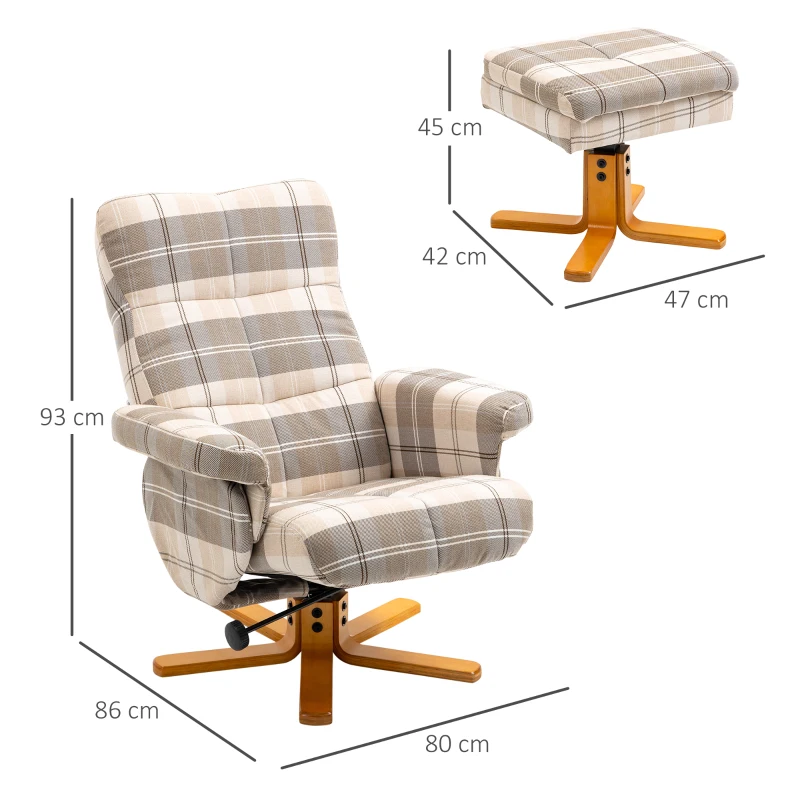 HOMCOM Swivel Recliner Chair with Footstool, Faux Leather Reclining Chair with Wooden Base and Storage for Living Room, Bedroom, Black(m-3)
