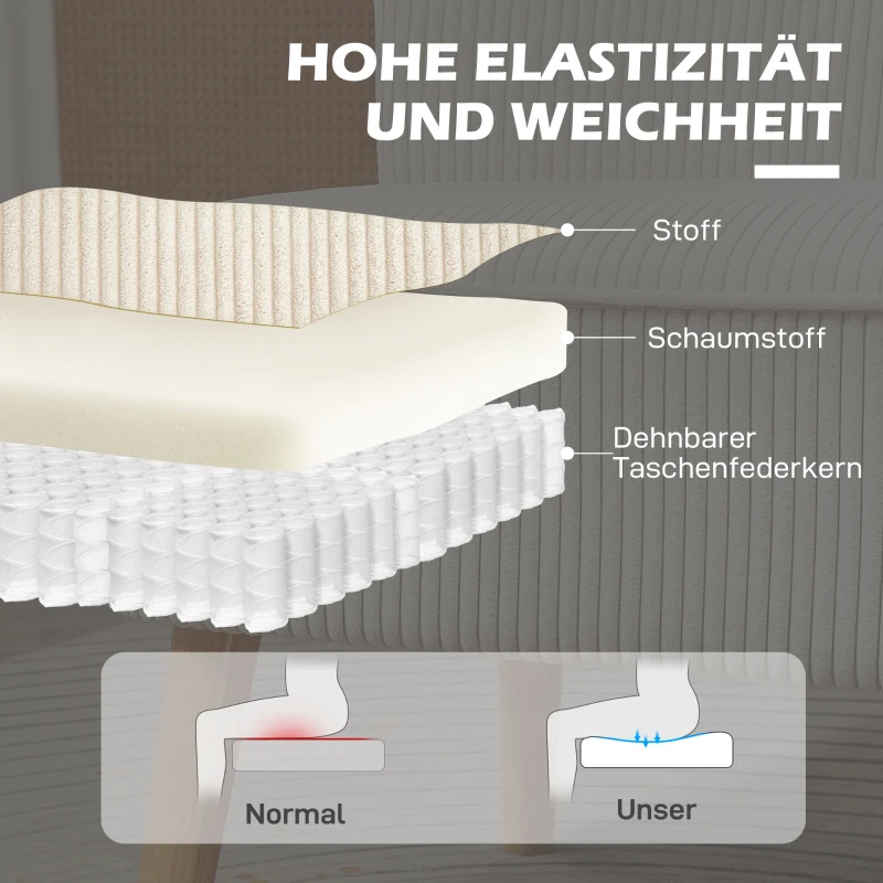 HOMCOM 2-Sitzer Sofa, weiche Polsterung, pflegeleichter Bezug, bis 150 kg belastbar, 117 x 56,5 x 77 cm, Cremeweiß(m-6)