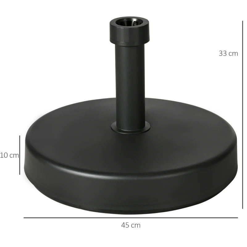 Outsunny Base per Ombrellone da Giardino in Plastica PP max 18kg di Peso, Ø45x33 cm, Nero