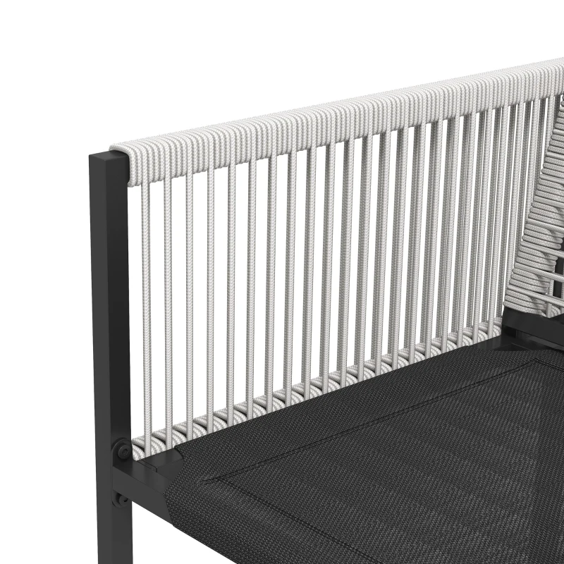 Outsunny 5-teiliges Gartenmöbel-Set Gartensitzgruppe Outdoor-Essgruppe, wetterbeständig, 1 Tisch, 4 Stühle, Hellgrau + Schwarz(m-9)