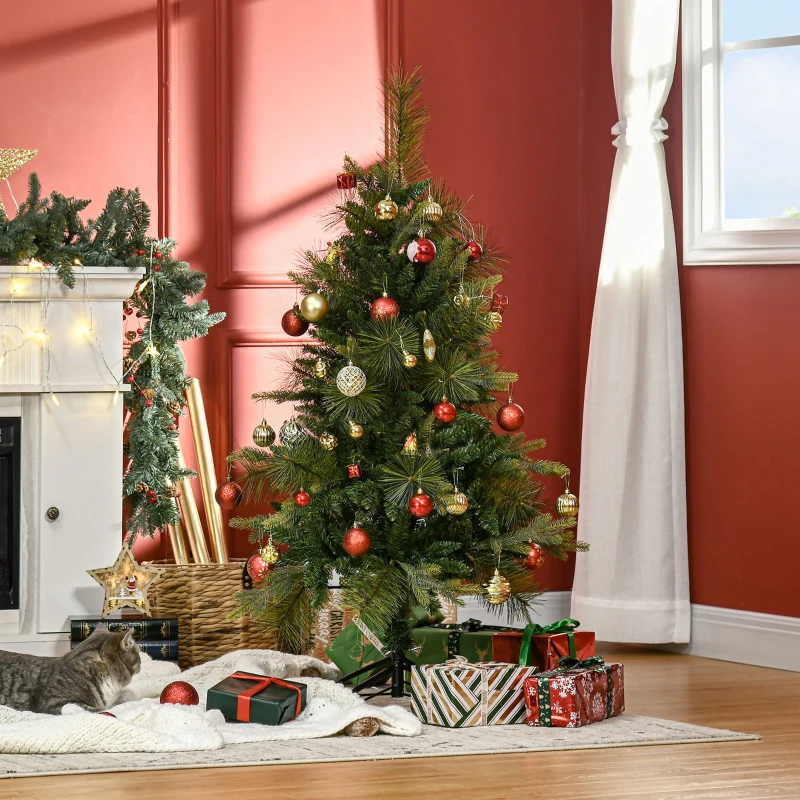 HOMCOM Sapin arbre de Noël artificiel 120 cm 260 branches + support pied vert