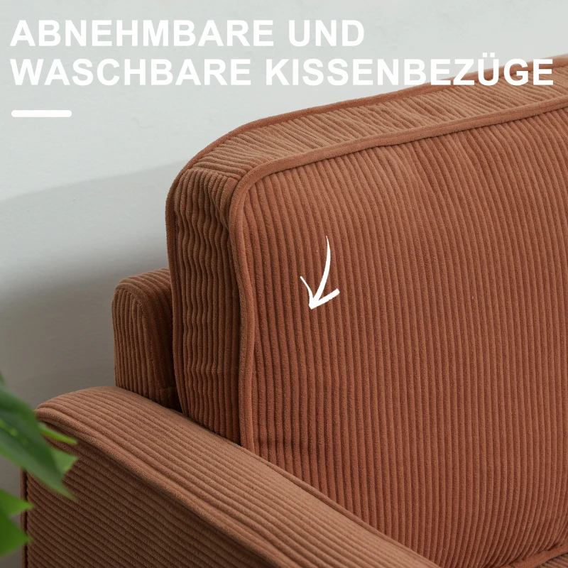 HOMCOM Zweisitzer-Sofa mit Stauraum und soliden Holzbeinen, für Wohnzimmer, Schlafzimmer, 117 x 63 x 79 cm, Orange(m-6)