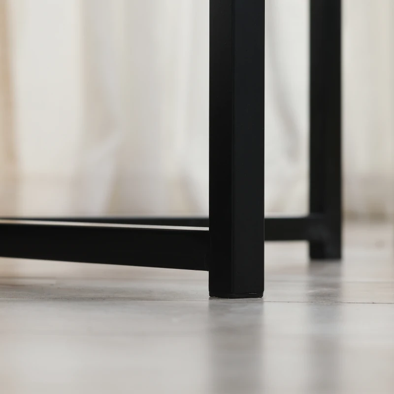 HOMCOM Mesa de Centro Mesa de Salón Redonda con Encimera Símil Mármol y Marco de Metal Estilo Moderno 80x80x45 cm Blanco