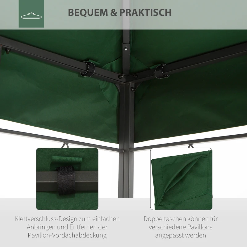 Outsunny Ersatzdach für Metallpavillon 3x4m wasserabweisendPavillondach (Doppeldach) Ersatzbezug für Gartenpavillon Ersatzteile Polyester 180g/㎡ Grün