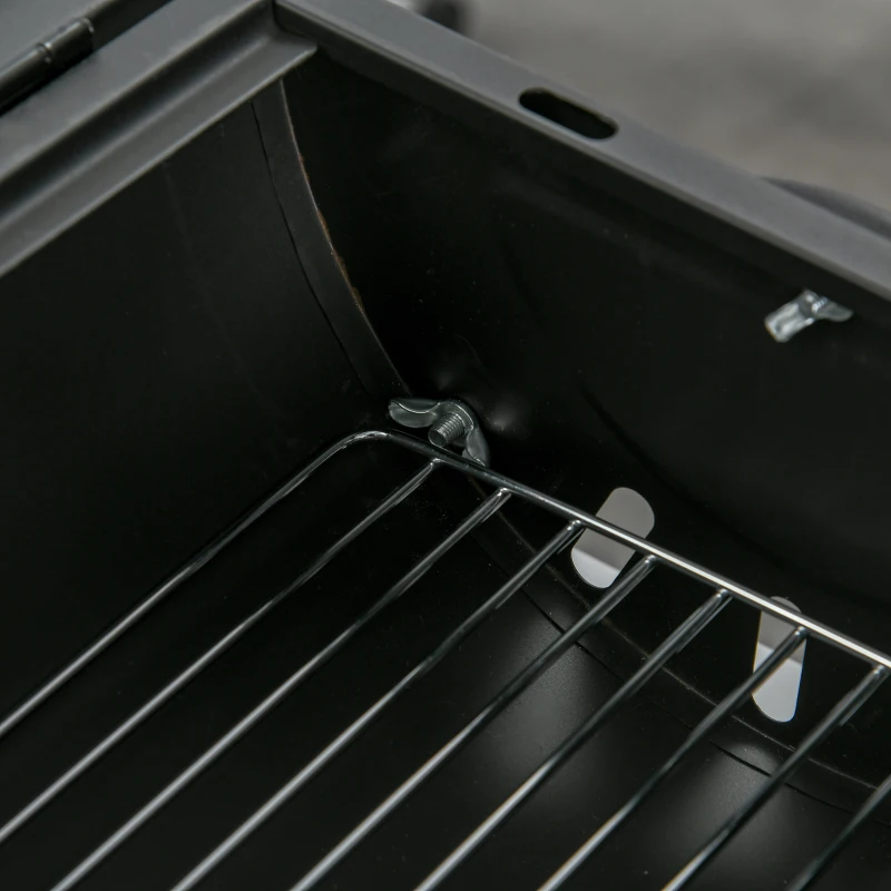 Outsunny Barbacoa de Carbón Portátil Barbacoa Sobremesa con 2 Parrillas Cocina con Asa y Cierre para Asar Picnic Camping Fiesta 42x29x45 cm Negro