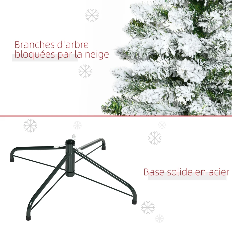 HOMCOM Sapin de Noël Artificiel enneigé 120H cm 200 Branches épines Imitation Nordmann Grand réalisme
