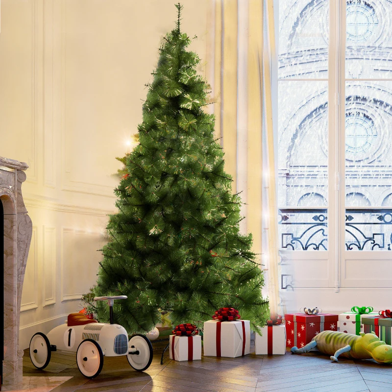 HOMCOM Albero di Natale Artificiale Foltissimo Realistico Altezza 210cm con 505 Rami Verde