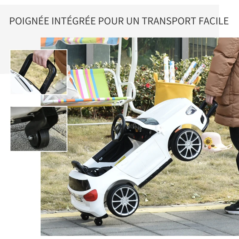 HOMCOM Voiture électrique Mercedes Benz GLA pour enfant de 3 ans avec télécommande, MP3 USB, lumières et sons, ouverture de portes, charge maxi 30 kg, dimensions 100 x 58 x 46 cm blanc