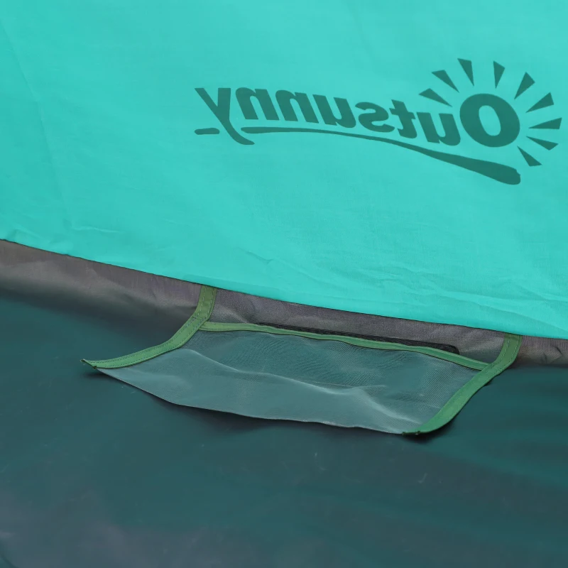 Outsunny Tente tipi camping 4 pers. max. - 2 grandes portes avec moustiquaires - structure acier - dim. 2,15L x 2,15l x 2H m polyester oxford vert