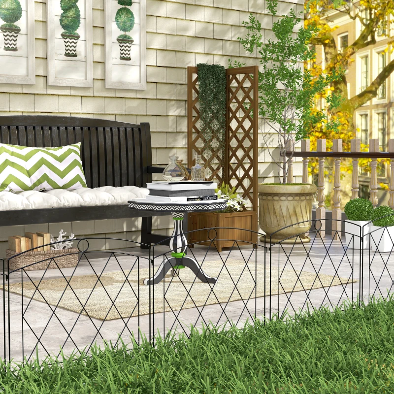 Outsunny Lot de 5 panneaux de clôture de jardin décoratives en métal, bordure de jardin, parterre de fleurs - dim. 305 x 80 cm