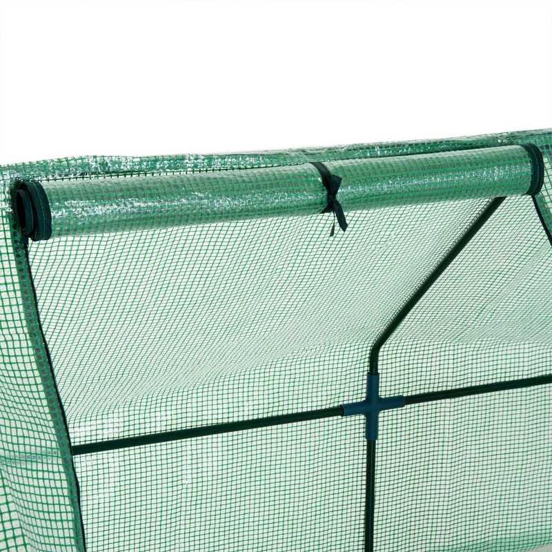 Outsunny Invernadero de Exterior Invernadero de Jardín 270x90x90 cm Tipo Caseta con 3 Ventanas Marco de Acero y Cubierta de PE 140g/㎡ para Cultivo Plantas Flores Tomates Verde