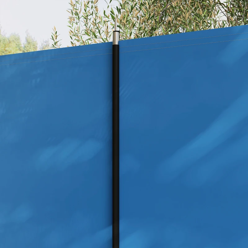 Outsunny 4 Pole Camping Windbreaks, Beach Wind Shield Shelter with Carry Bag and Steel Poles, Outdoor Caravan Privacy Shield, 540cm x 150cm, Blue