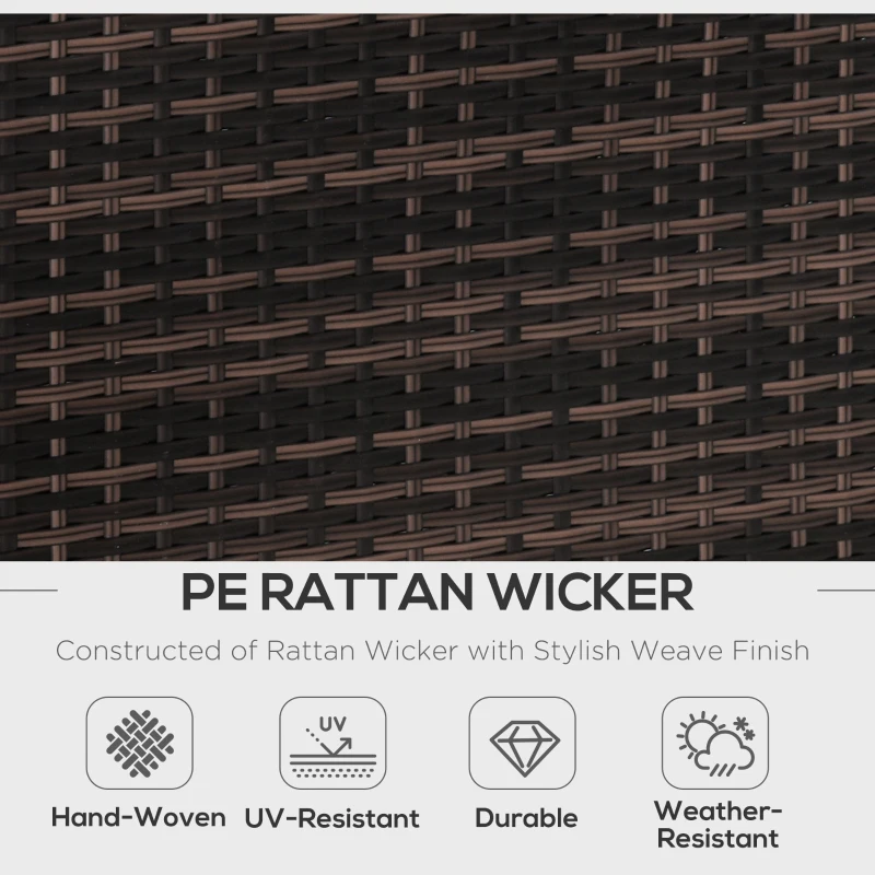 Outsunny 4 Pieces Rattan Garden Furniture Set, 4 Seater Corner Sofa Set with Storage Box, 2 Drawers Coffee Table, Loveseats with Cushions, Wicker Garden Conservatory Furniture for Balcony, Brown