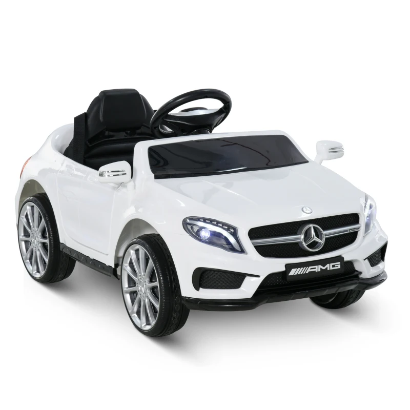 HOMCOM Voiture électrique Mercedes Benz GLA pour enfant de 3 ans avec télécommande, MP3 USB, lumières et sons, ouverture de portes, charge maxi 30 kg, dimensions 100 x 58 x 46 cm blanc