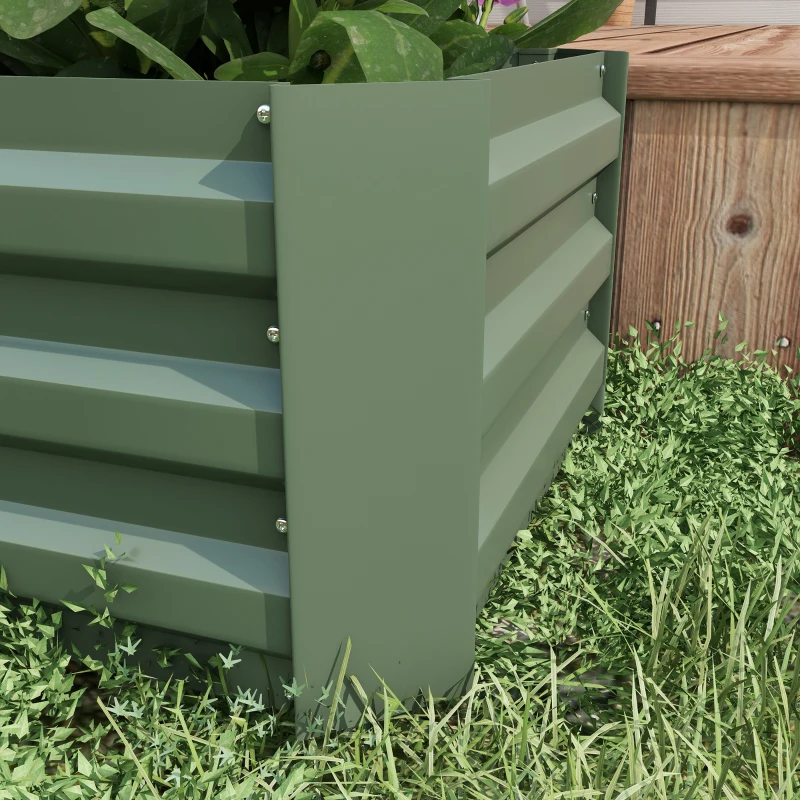 Outsunny Lot de 2 carré potager de jardin dim. 100L x 50l x 30H cm - tôle d'acier ondulée vert(m-8)