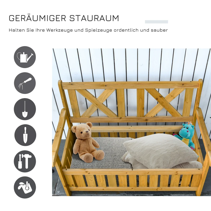 Outsunny Sitzbank mit Stauraum 2-Sitzer Gartentruhe Truhenbank Kissentruhe Aufbewahrung Gelb 115 x 61 x 85 cm