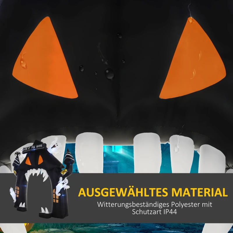 Outsunny Aufblasbarer Halloween-Torbogen, 4 Geister, LED-Lichter, wasserdicht, 300 x 76 x 300 cm(m-5)