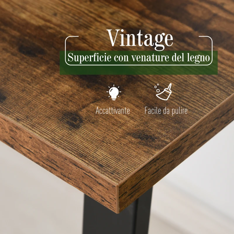 HOMCOM Scrivania Moderna Porta PC Scrittura Computer Portatile Stile Industriale Arredamento Marrone e Nera