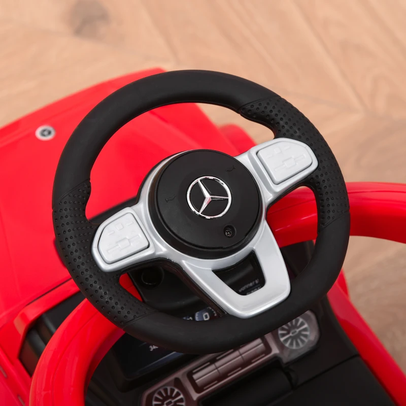 HOMCOM Porteur Enfants Voiture Enfant Multi-équipée 12-36 Mois klaxon Marche-Pieds, Garde-Corps et ombrelle Rouge